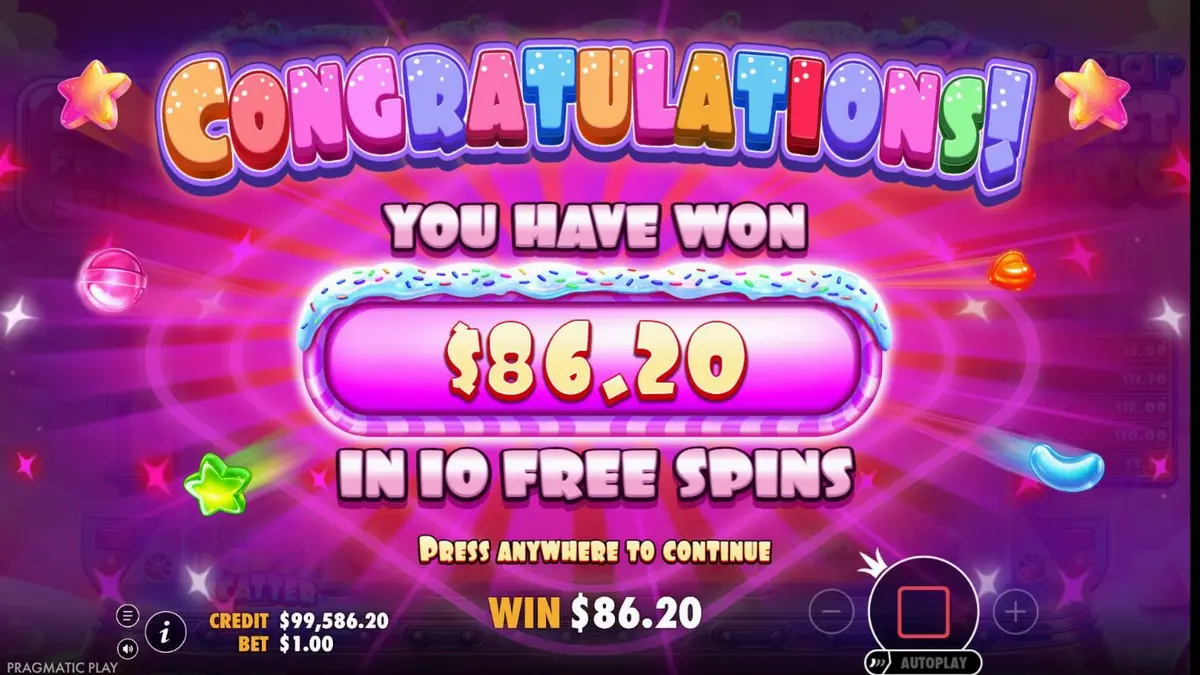 Interface colorida e vibrante do slot Sugar Twist 1000 com doces e ursinhos de goma
